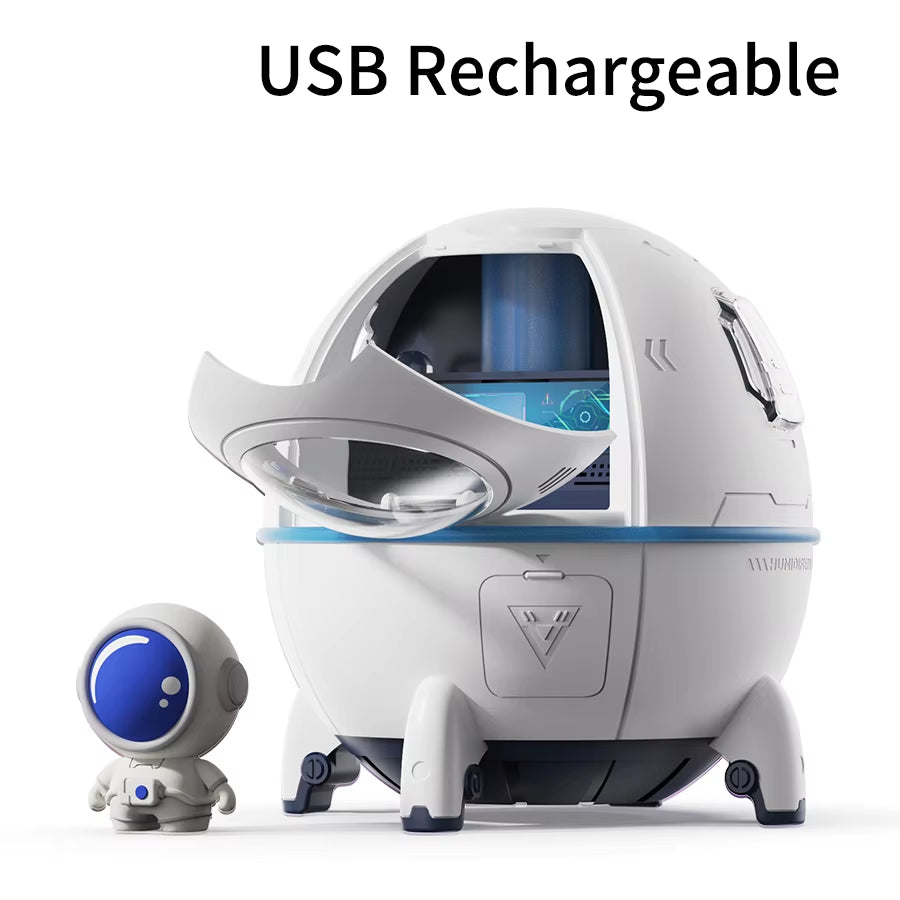 Humidificador De Aire Con Cápsula Espacial De 220Ml, Difusor De Agua De Aromaterapia Con Enchufe USB Recargable, Luz De Ambiente De 7 Colores