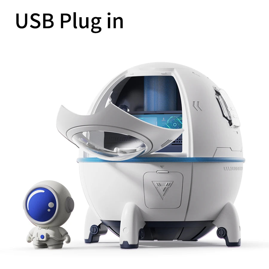 Humidificador De Aire Con Cápsula Espacial De 220Ml, Difusor De Agua De Aromaterapia Con Enchufe USB Recargable, Luz De Ambiente De 7 Colores