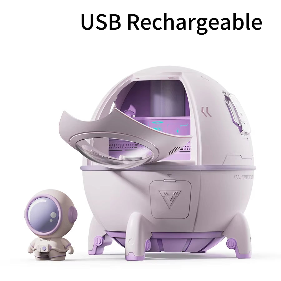 Humidificador De Aire Con Cápsula Espacial De 220Ml, Difusor De Agua De Aromaterapia Con Enchufe USB Recargable, Luz De Ambiente De 7 Colores