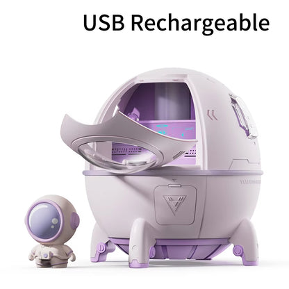 Humidificador De Aire Con Cápsula Espacial De 220Ml, Difusor De Agua De Aromaterapia Con Enchufe USB Recargable, Luz De Ambiente De 7 Colores