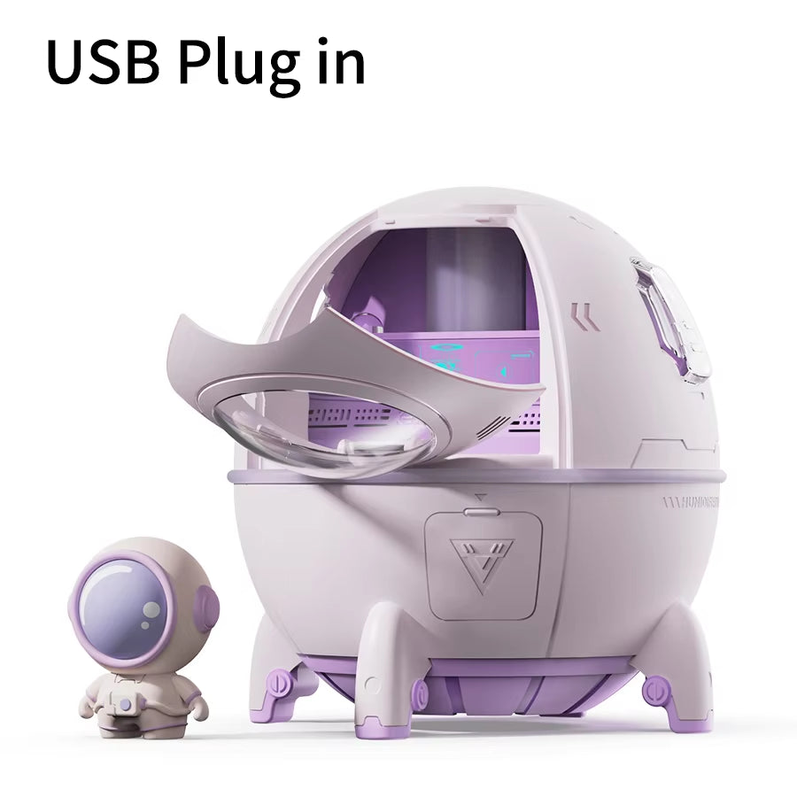 Humidificador De Aire Con Cápsula Espacial De 220Ml, Difusor De Agua De Aromaterapia Con Enchufe USB Recargable, Luz De Ambiente De 7 Colores