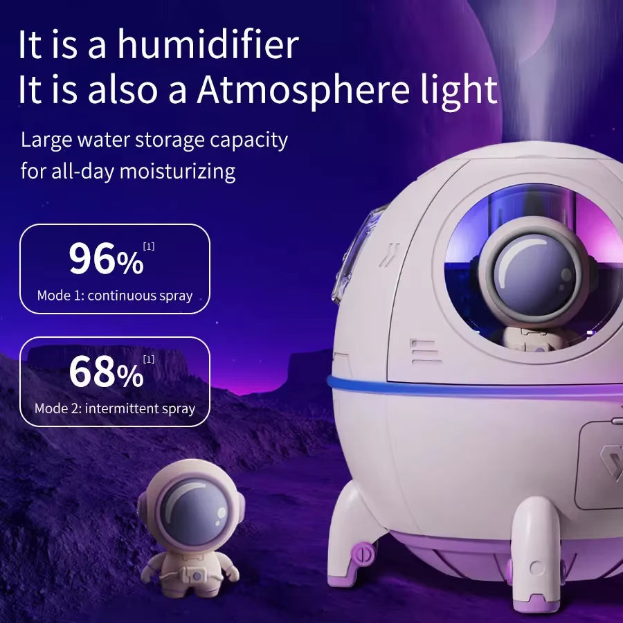 Humidificador De Aire Con Cápsula Espacial De 220Ml, Difusor De Agua De Aromaterapia Con Enchufe USB Recargable, Luz De Ambiente De 7 Colores